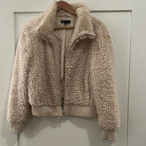 Zara Cream Teddy Jacket with Plush Collar